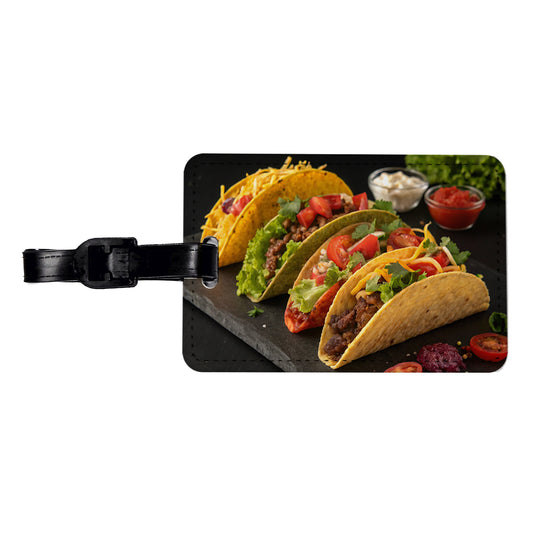 Mexican Tacos Travel Faux Leather Luggage Tag