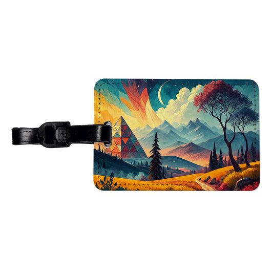 Modern Art Landscape Travel Faux Leather Luggage Tag