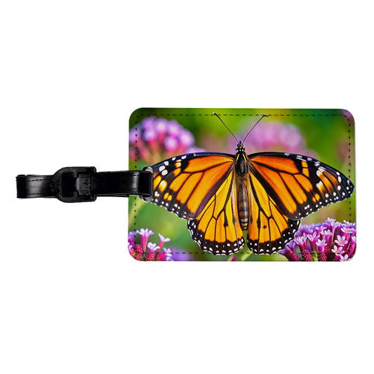 Monarch Butterfly Travel Faux Leather Luggage Tag