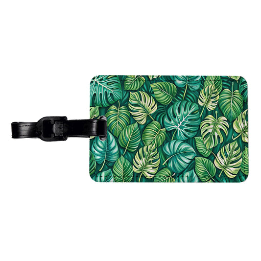 Monstera Leaves Pattern Travel Faux Leather Luggage Tag