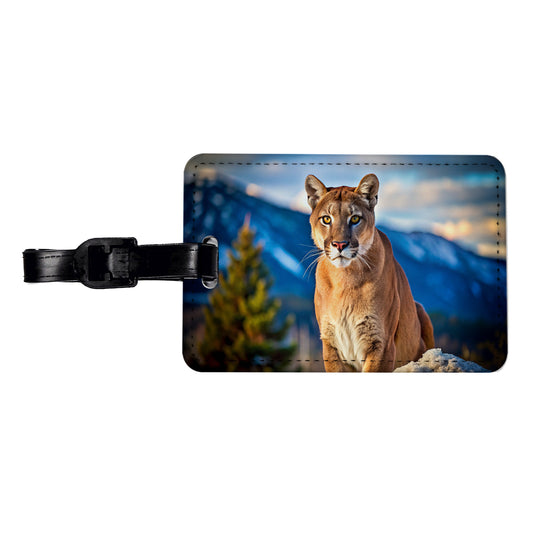 Mountain Lion Cougar Travel Faux Leather Luggage Tag