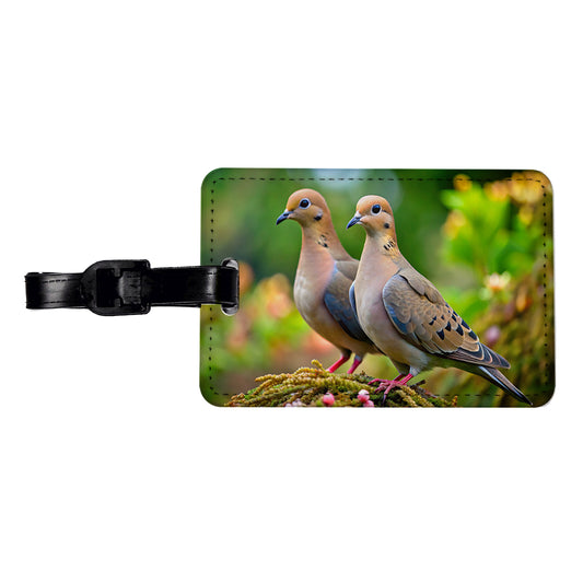 Mourning Doves Backyard Bird Travel Faux Leather Luggage Tag