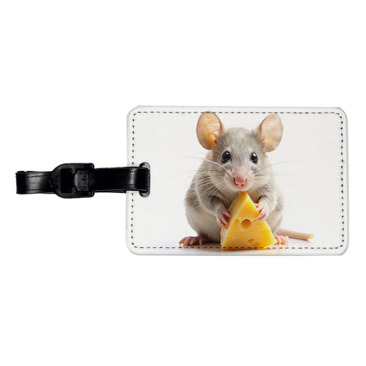Mouse With A Piece Of Cheese Travel Faux Leather Luggage Tag