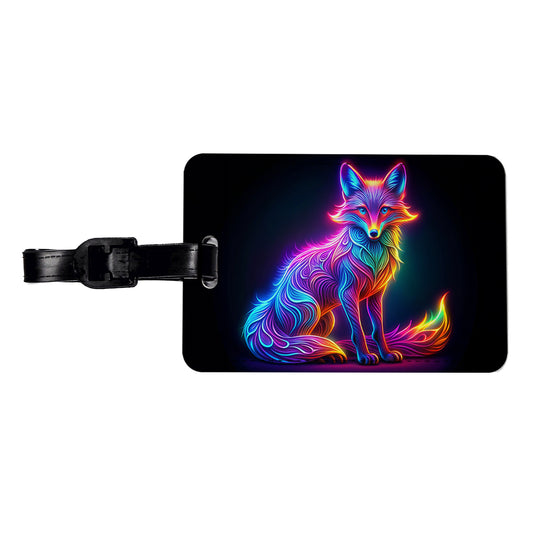 Neon Fox Travel Faux Leather Luggage Tag