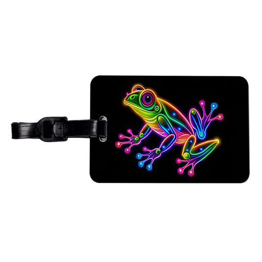 Neon Frog Travel Faux Leather Luggage Tag
