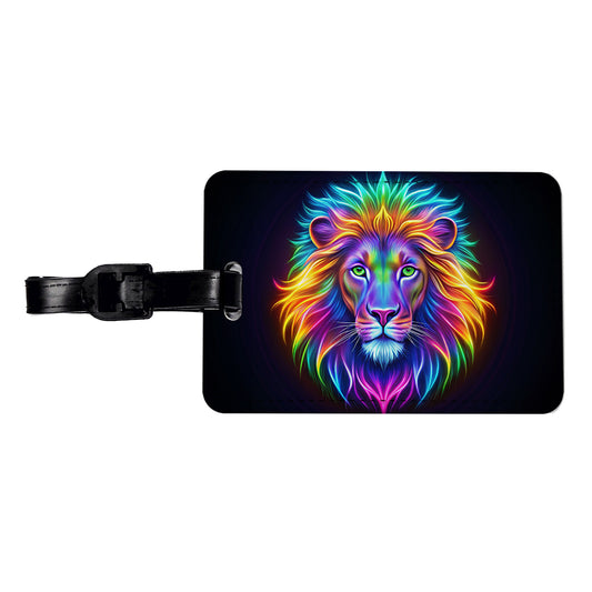 Neon Lion Travel Faux Leather Luggage Tag