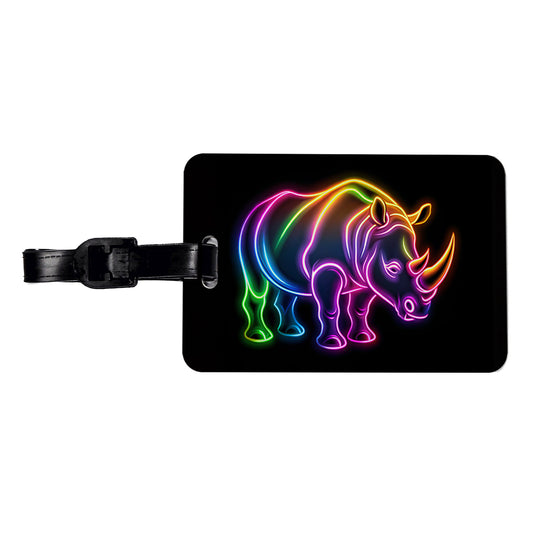 Neon Rhino Travel Faux Leather Luggage Tag