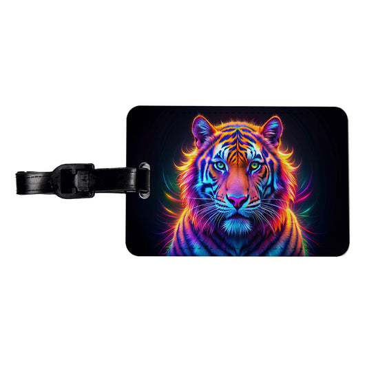 Neon Tiger Travel Faux Leather Luggage Tag