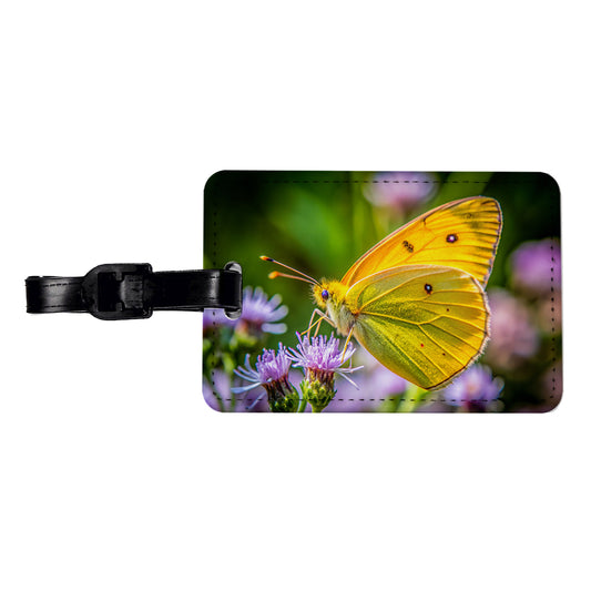 Orange Sulphur Butterfly Travel Faux Leather Luggage Tag