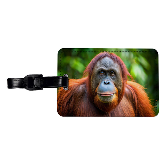 Orangutan Monkey Ape Travel Faux Leather Luggage Tag