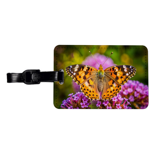 Painted Lady Butterfly Travel Faux Leather Luggage Tag