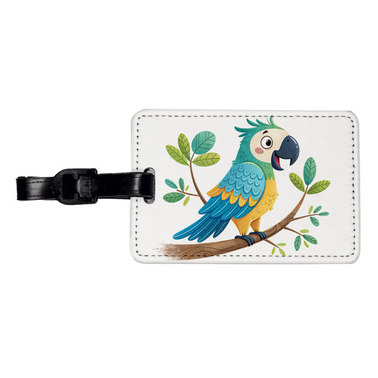 Parrot Children's Illustration Style Travel Faux Leather Luggage Tag