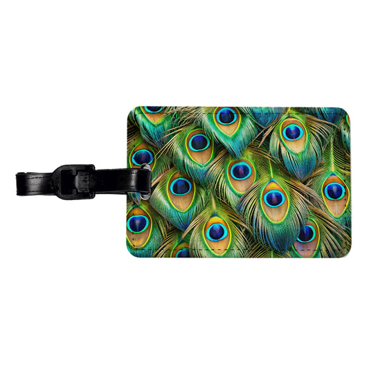 Peacock Feathers Pattern Travel Faux Leather Luggage Tag