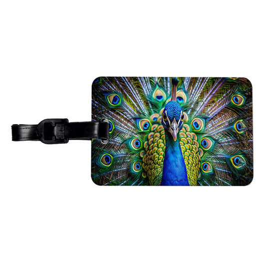 Peacock Travel Faux Leather Luggage Tag
