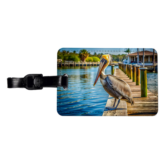 Pelican On Dock Travel Faux Leather Luggage Tag