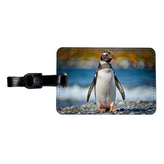 Penguin Travel Faux Leather Luggage Tag