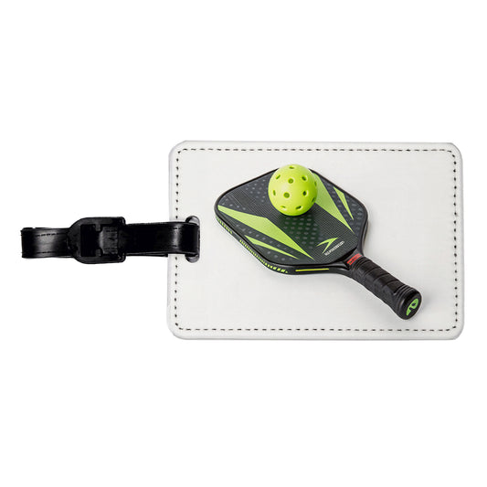 Pickleball Paddle and Ball Travel Faux Leather Luggage Tag