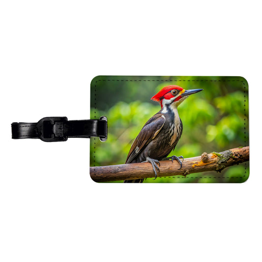 Pileated Woodpecker Backyard Bird Travel Faux Leather Luggage Tag