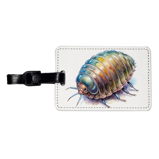 Pill Bug Watercolor Travel Faux Leather Luggage Tag