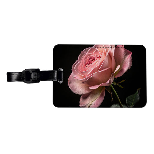 Pink Rose Travel Faux Leather Luggage Tag