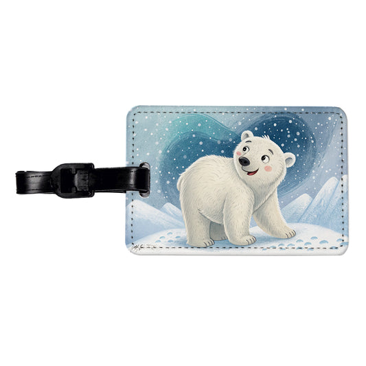 Polar Bear Children's Illustration Style Travel Faux Leather Luggage Tag
