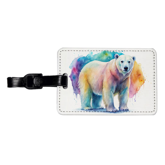 Polar Bear Watercolor Travel Faux Leather Luggage Tag