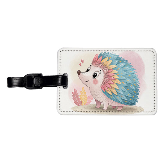 Porcupine Children's Illustration Style Travel Faux Leather Luggage Tag
