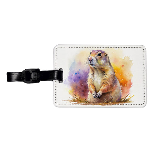 Prairie Dog Watercolor Travel Faux Leather Luggage Tag