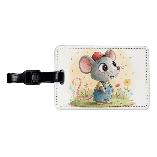 Rat Children's Illustration Style Travel Faux Leather Luggage Tag