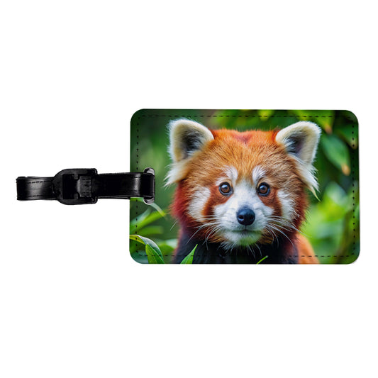 Red Panda Travel Faux Leather Luggage Tag
