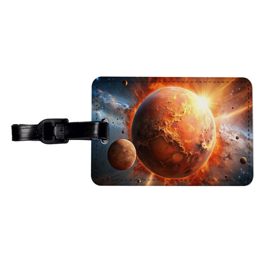 Red Planet Exploding in Space Sci-fi Travel Faux Leather Luggage Tag