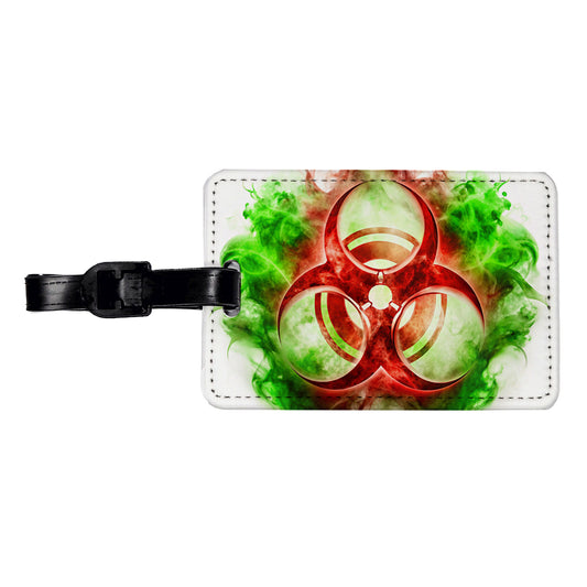 Red Zombie Outbreak Symbol With Green Toxic Gas Travel Faux Leather Luggage Tag