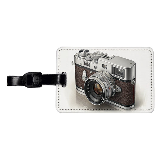 Retro 35mm Photography Camera Travel Faux Leather Luggage Tag