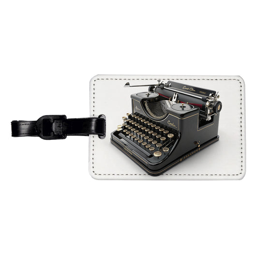 Retro Classic Black Typewriter Travel Faux Leather Luggage Tag