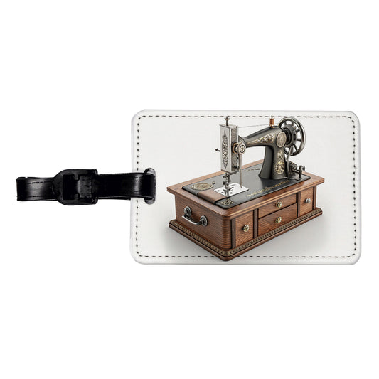 Retro Classic Sewing Machine Travel Faux Leather Luggage Tag