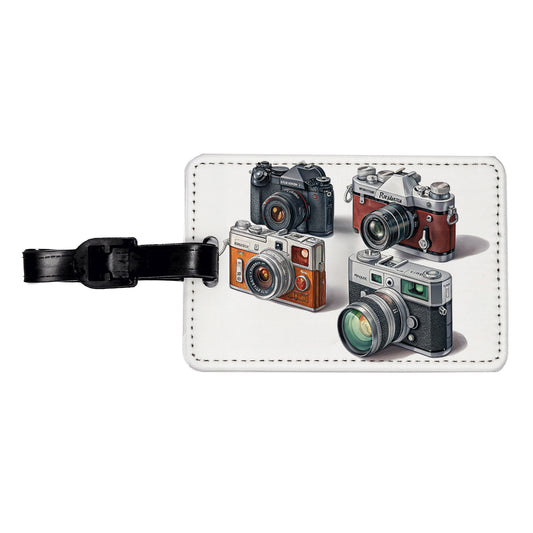 Retro Photography Cameras Travel Faux Leather Luggage Tag