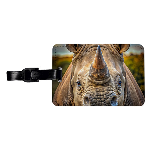 Rhinoceros Face Travel Faux Leather Luggage Tag