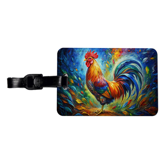 Rooster Abstract Art Travel Faux Leather Luggage Tag