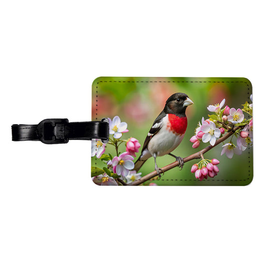 Rose Breasted Grosbeak Backyard Bird Travel Faux Leather Luggage Tag