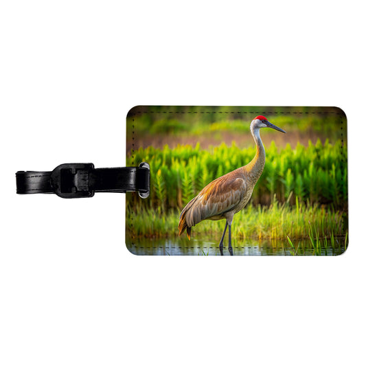 Sandhill Crane Travel Faux Leather Luggage Tag