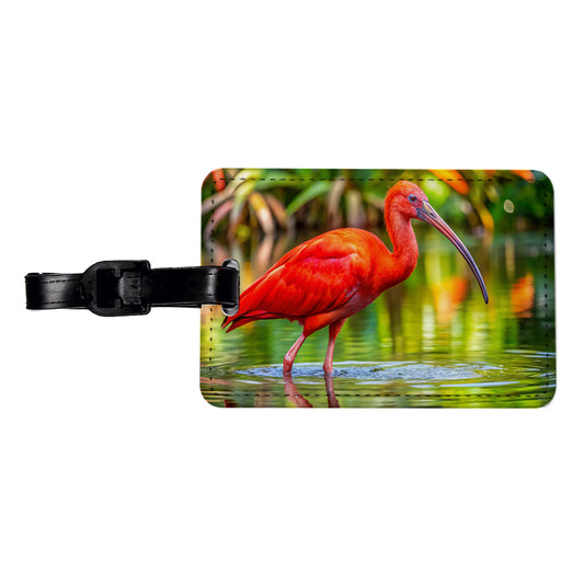 Scarlet Red Ibis Tropical Bird Travel Faux Leather Luggage Tag