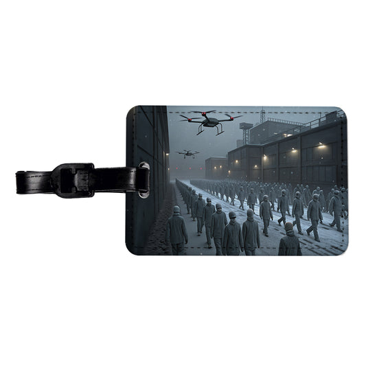 Sci-fi Futuristic Dystopian Society of Mindless Drones Travel Faux Leather Luggage Tag