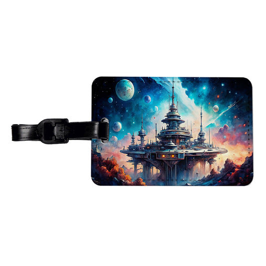Sci-fi Military Space Station Travel Faux Leather Luggage Tag