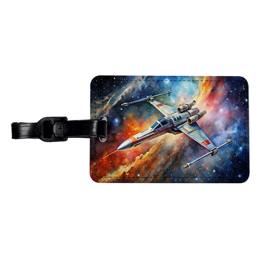Sci-fi Space Starfighter Travel Faux Leather Luggage Tag