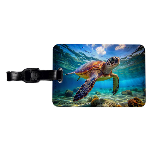 Sea Turtle Travel Faux Leather Luggage Tag