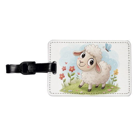 Sheep Lamb Children's Illustration Style Travel Faux Leather Luggage Tag