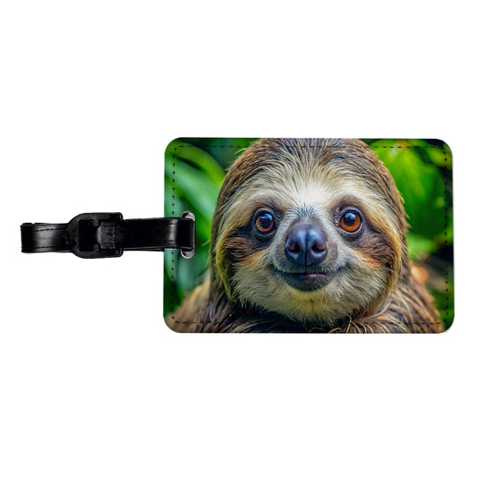 Sloth Face Travel Faux Leather Luggage Tag