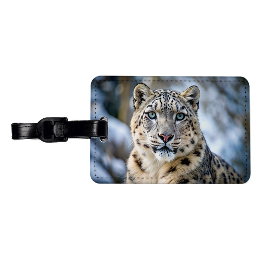 Snow Leopard Travel Faux Leather Luggage Tag