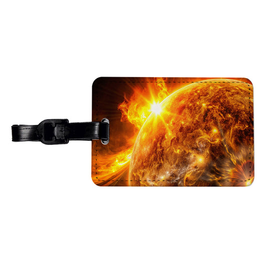 Solar Flare on the Sun Sci-fi Travel Faux Leather Luggage Tag