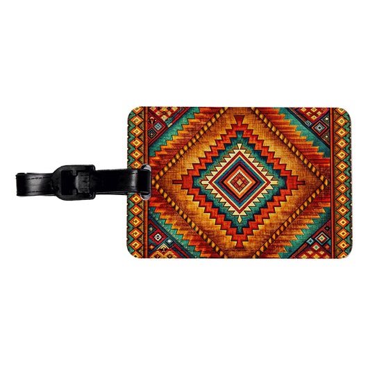 Southwestern Tribal Pattern Design Travel Faux Leather Luggage Tag